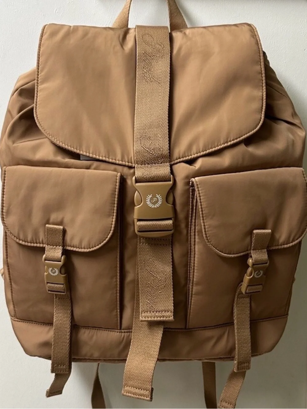 VICTORIA'S SECRET PINK NYLON CARGO BACKPACK FULL SIZE GYM SCHOOL BAG TOFFEE - Picture 7 of 13